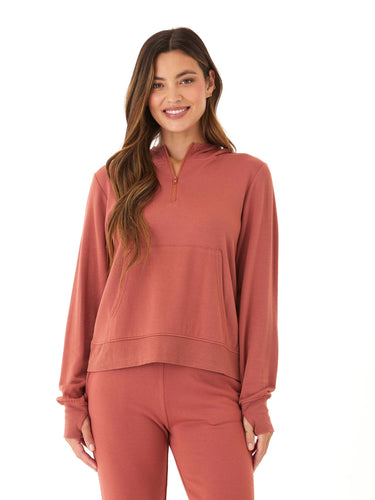 Natia Feather Fleece 1/4-Zip Hoodie Womens Outerwear Sweatshirt Threads 4 Thought