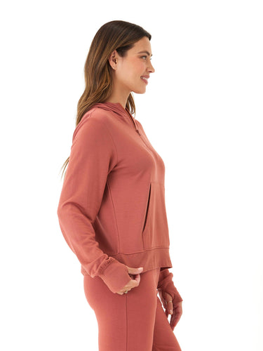 Natia Feather Fleece 1/4-Zip Hoodie Womens Outerwear Sweatshirt Threads 4 Thought