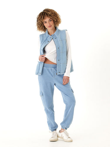 Malia Denim Terry Puffer Vest Threads 4 Thought