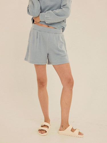 Jessamina Denim Terry Pleated Short Womens Bottoms Shorts Threads 4 Thought