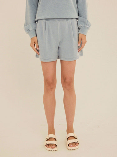 Jessamina Denim Terry Pleated Short Womens Bottoms Shorts Threads 4 Thought