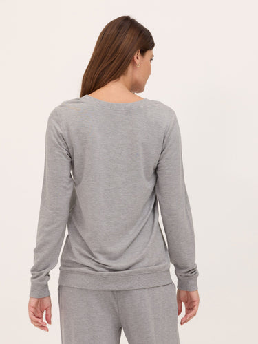 Edwina Feather Fleece V-Neck Pullover Womens Tops Long Shirt Threads 4 Thought