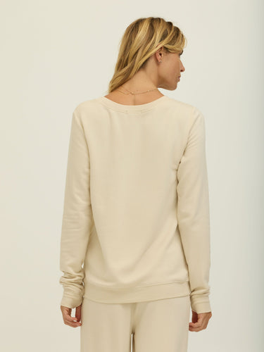 Edwina Feather Fleece V-Neck Sweatshirt Womens Outerwear Sweatshirt Threads 4 Thought