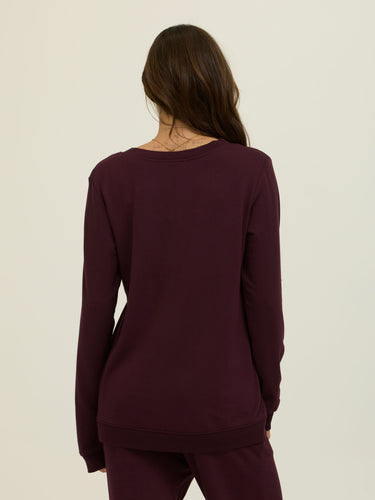 Edwina Feather Fleece V-Neck Sweatshirt Womens Outerwear Sweatshirt Threads 4 Thought