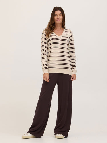 Edwina Feather Fleece V-Neck Pullover Womens Tops Long Shirt Threads 4 Thought