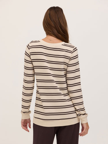 Edwina Feather Fleece V-Neck Pullover Womens Tops Long Shirt Threads 4 Thought