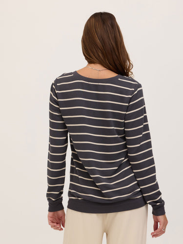 Edwina Feather Fleece V-Neck Pullover Womens Tops Long Shirt Threads 4 Thought