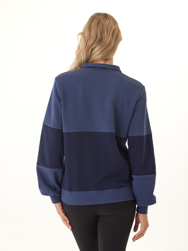 Danielle Colorblock Fleece Mock Neck Pullover Womens Outerwear Sweatshirt Threads 4 Thought