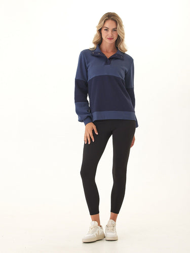 Danielle Colorblock Fleece Mock Neck Pullover Womens Outerwear Sweatshirt Threads 4 Thought
