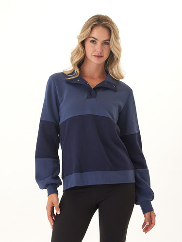 Danielle Colorblock Fleece Mock Neck Pullover Womens Outerwear Sweatshirt Threads 4 Thought