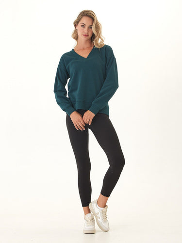 Elisha Triblend Fleece V-Neck Pullover Womens Outerwear Sweatshirt Threads 4 Thought