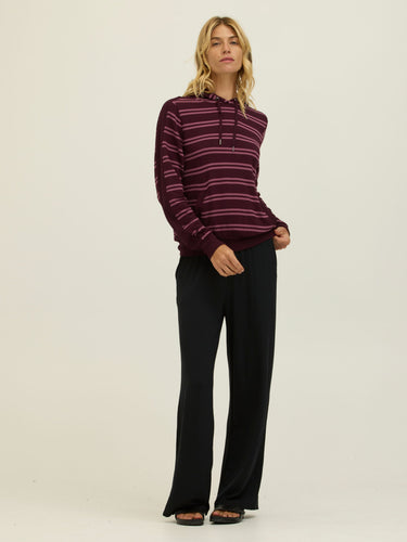 Romi Barbados Stripe Feather Fleece Rib Mix Hoodie Womens Outerwear Sweatshirt Threads 4 Thought