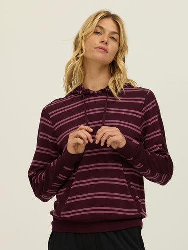 Romi Barbados Stripe Feather Fleece Rib Mix Hoodie Womens Outerwear Sweatshirt Threads 4 Thought