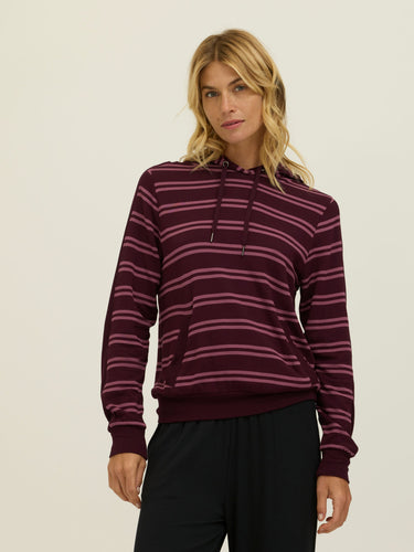 Romi Barbados Stripe Feather Fleece Rib Mix Hoodie Womens Outerwear Sweatshirt Threads 4 Thought
