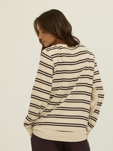 Quincy Barbados Stripe Feather Fleece Rib Mix Pullover Womens Tops Long Shirt Threads 4 Thought