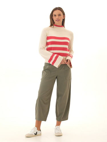 Saundra Striped Cotton Blend Raglan Sweater Threads 4 Thought