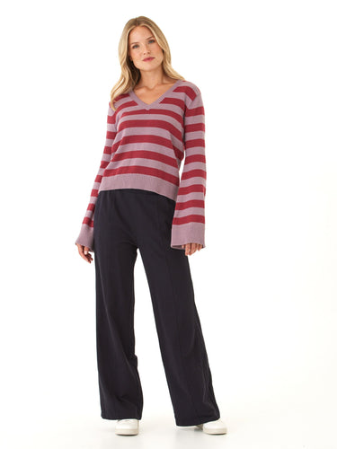 Kiley Summit Stripe Cotton Blend Bell Sleeve Sweater Womens Outerwear Sweater Threads 4 Thought