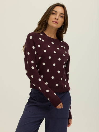 Deandra Polka Dot Cozy Sweater Womens Outerwear Sweater Threads 4 Thought