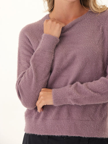 Josalyn Fuzzy Knit Raglan Pullover Womens Outerwear Sweater Threads 4 Thought