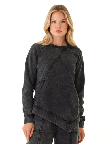 Ryssa Mineral Wash Terry Asymmetrical Pullover Womens Outerwear Sweatshirt Threads 4 Thought