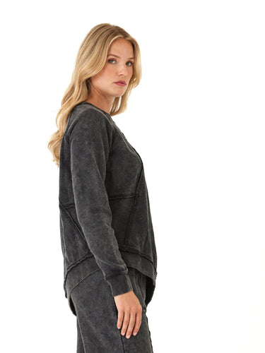Ryssa Mineral Wash Terry Asymmetrical Pullover Womens Outerwear Sweatshirt Threads 4 Thought