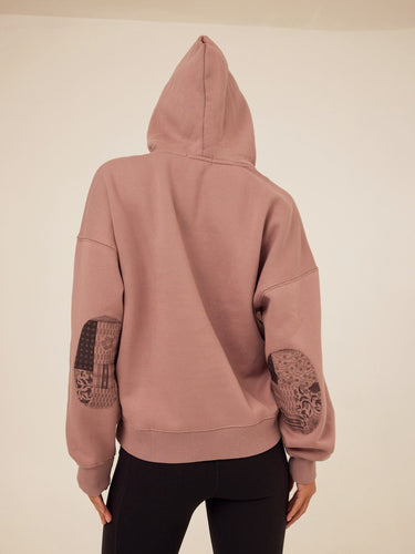 Marcellina Vintage Wash Fleece Elbow Patchwork Hoodie Womens Outerwear Sweatshirt Threads 4 Thought