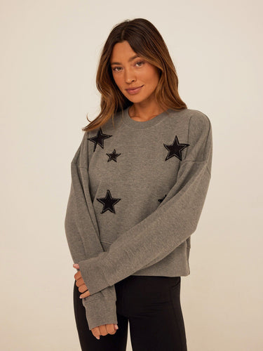 Naia Cotton Blend Terry Patchwork Pullover Womens Outerwear Sweatshirt Threads 4 Thought