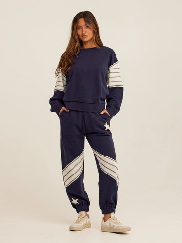 Eulalie Cotton Terry Patchwork Jogger Womens Bottoms Sweatpants Threads 4 Thought