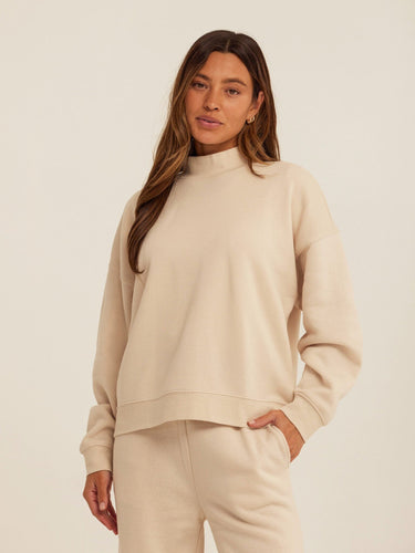 Karlie Triblend Fleece Mock Neck Pullover Womens Outerwear Sweatshirt Threads 4 Thought