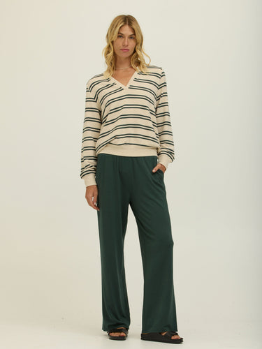 Hadley Barbados Stripe Feather Fleece Pullover Womens Tops Long Shirt Threads 4 Thought