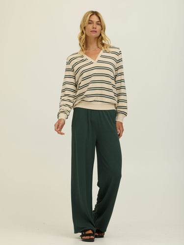 Hadley Barbados Stripe Feather Fleece Pullover Womens Tops Long Shirt Threads 4 Thought