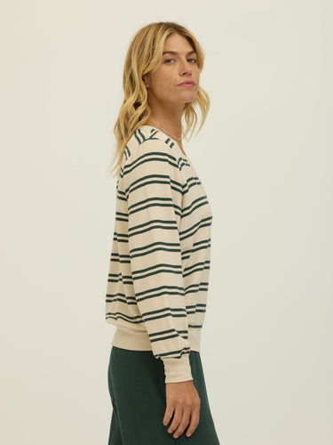 Hadley Barbados Stripe Feather Fleece Pullover Womens Tops Long Shirt Threads 4 Thought
