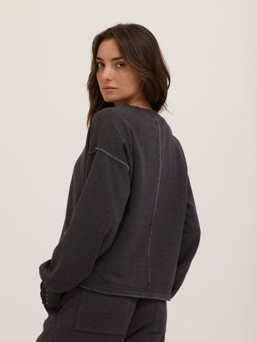 Roxanna Mineral Wash Fleece Tie Cuff Sweatshirt Womens Outerwear Sweatshirt Threads 4 Thought