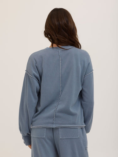 Roxanna Mineral Wash Fleece Tie Cuff Sweatshirt Womens Outerwear Sweatshirt Threads 4 Thought