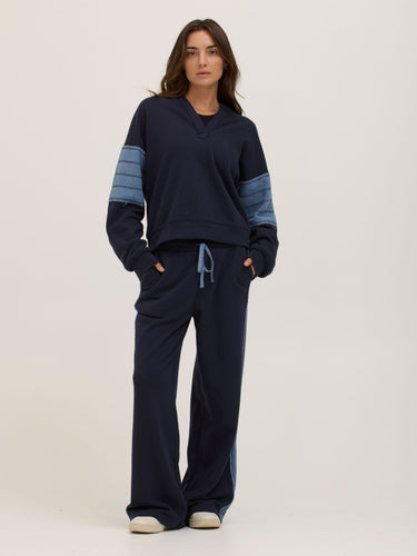Tierney Cotton Terry Contrast Wide Leg Pant Womens Bottoms Pants Threads 4 Thought