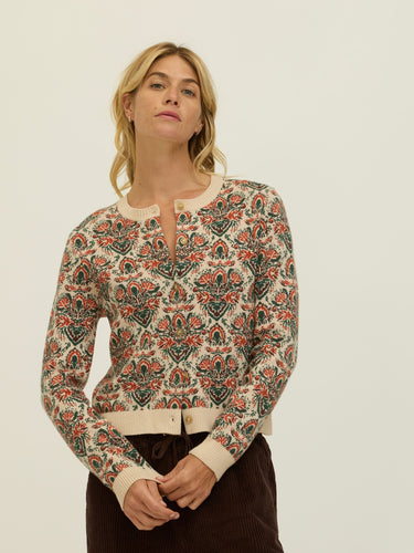Effie Baroque Floral Cozy Cardigan Womens Outerwear Sweater Threads 4 Thought