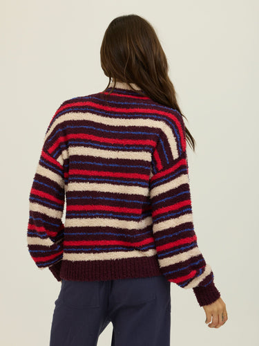 Katalia Cabin Stripe Boucle Mock Neck Pullover Womens Outerwear Sweater Threads 4 Thought
