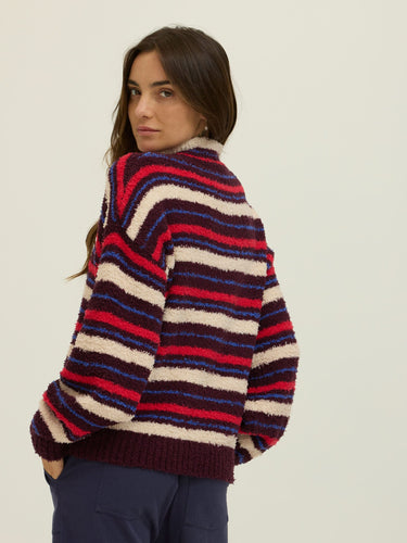 Katalia Cabin Stripe Boucle Mock Neck Pullover Womens Outerwear Sweater Threads 4 Thought