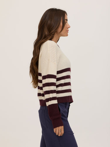 Yvonne Cozy Rib Knit Stripe Pullover Womens Outerwear Sweater Threads 4 Thought