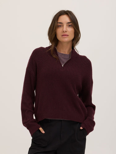 Kieryn Cozy Rib Knit Quarter Zip Sweater Womens Outerwear Sweater Threads 4 Thought