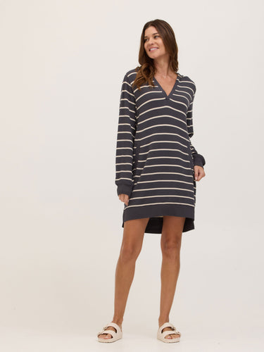 Danette Caribbean Stripe Feather Fleece Beach Cover Up Hoodie Womens Dresses Threads 4 Thought