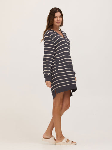 Danette Caribbean Stripe Feather Fleece Beach Cover Up Hoodie Womens Dresses Threads 4 Thought