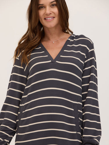 Danette Caribbean Stripe Feather Fleece Beach Cover Up Hoodie Womens Dresses Threads 4 Thought