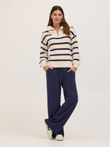 Kendra Santorini Stripe Boucle Quarter Zip Threads 4 Thought