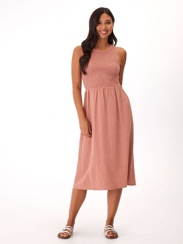 Adrienne Gauze Smocked Midi Dress Womens Dresses Threads 4 Thought