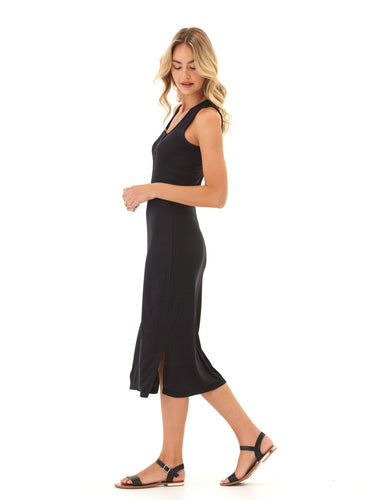 Lois Feather Rib Henley Tank Dress Womens Dresses Threads 4 Thought