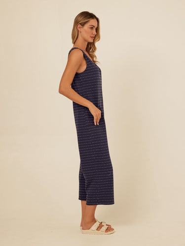 Rainey Dot Embroidered Terry Capri Jumpsuit Threads 4 Thought