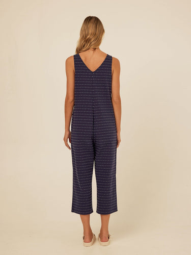 Rainey Dot Embroidered Terry Capri Jumpsuit Threads 4 Thought