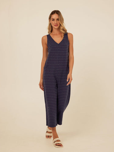Rainey Dot Embroidered Terry Capri Jumpsuit Threads 4 Thought