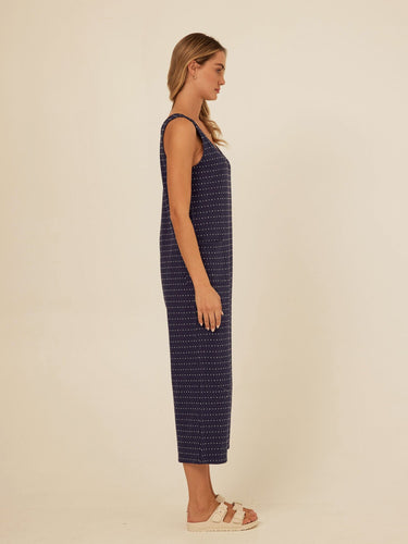 Rainey Dot Embroidered Terry Capri Jumpsuit Threads 4 Thought
